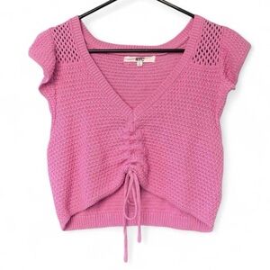 Madden NYC Hot Pink Knit Ruched Crop Top – Size L